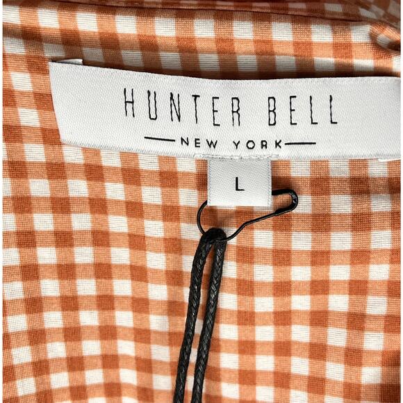 HUNTER BELL Sz L Large Peach Terracotta Gingham Dress McCauley NWT - Picture 13 of 16